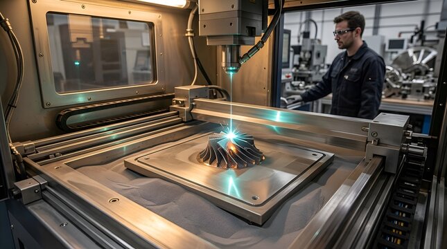 Advanced 3D Metal Printing: Laser Melting Industrial Part in Factory
