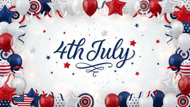 Fourth of july celebration background with patriotic balloons stars and american independence day theme