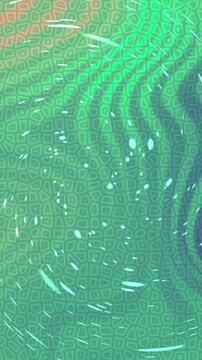 Abstract swirling green and blue pattern with white speckles, digital art.