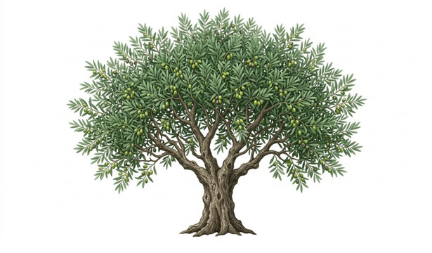 Green Olive Tree Vector Illustration Isolated on White Background with Garden Plant Concept