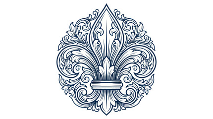 Ornate fleur de lis with decorative floral baroque swirls © Maya