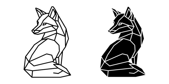 Geometric fox sitting pose vector illustration with geometric minimalist wildlife silhouette stylized creative triangle abstract illustration