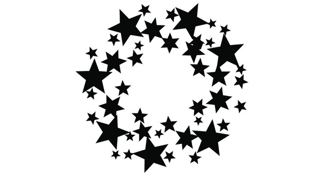 Star shaped Silhouette Arrangement On White Background Circular Pattern astral