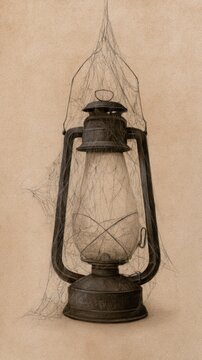 Vintage Dusty Oil Lantern on Textured Background