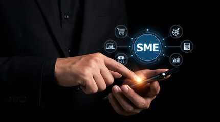 Fototapeta premium SME Mobile Business Platform Digital Growth Management and Analytics