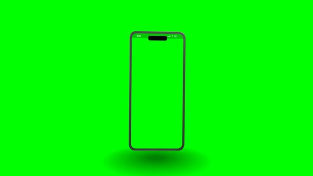 Smartphone Slides In From Left Side and Hovering on Green Screen
