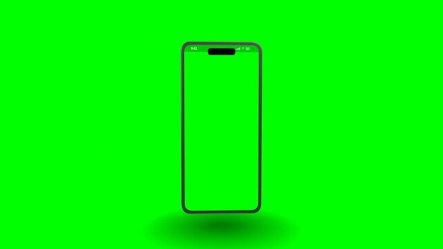 Smartphone Hovering over Green Screen Background Chroma Key Mockup
