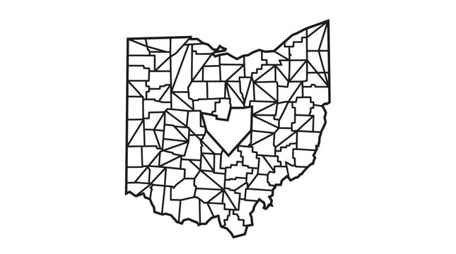 Ohio state map outline with geometric county divisions
