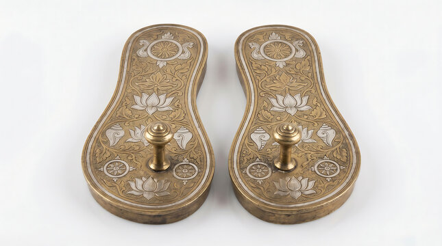 Traditional Indian Paduka Sandals Ancient Brass Footwear