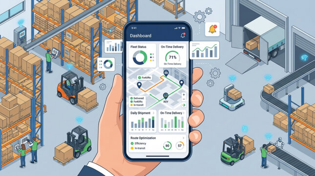 Warehouse management, logistics dashboard, inventory control, industrial analytics