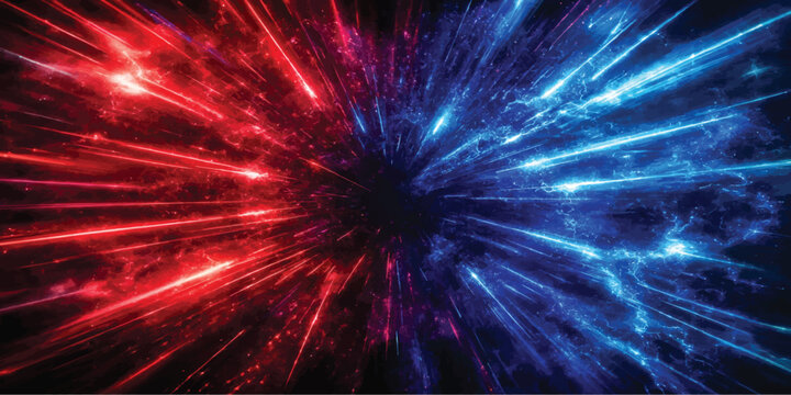 Dynamic red and blue light beam motion background with abstract background technology futuristic electric particles wallpaper conceptual