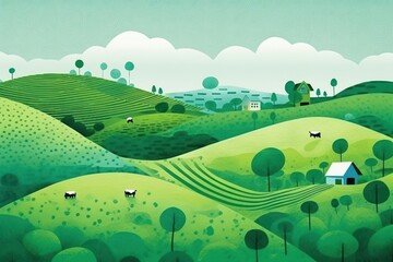 Obraz premium Green countryside landscape grassland.
