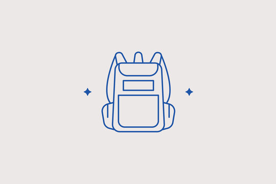 Durable travel backpack with side pockets line icon for outdoor hiking adventure club, international tourism luggage store. Robust vector illustration for trip equipment.