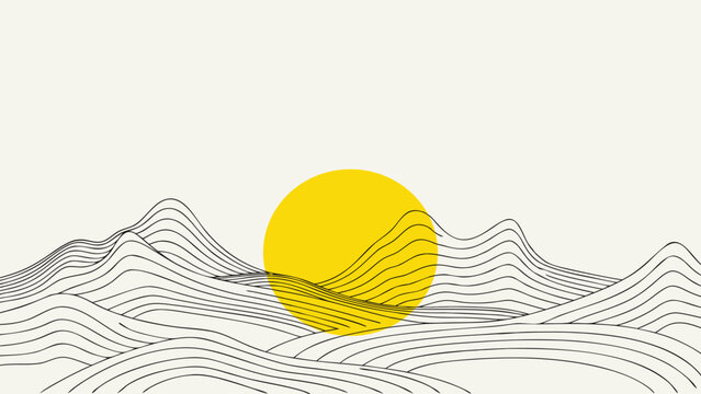 Mountain landscape wallpaper design vector illustration, line arts background