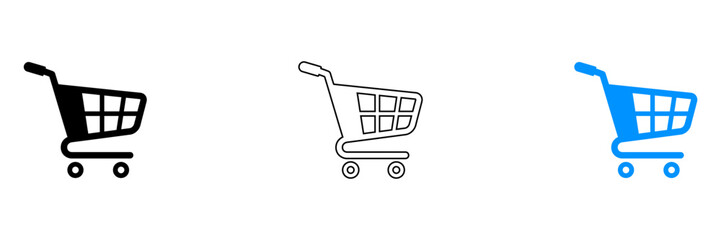 Shopping cart icons in three styles © Md Riyad
