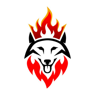 Flaming Wolf Head Logo