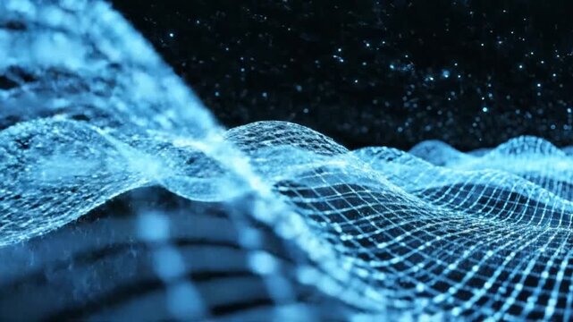 Blue Digital Wave Motion Background with Futuristic Clean Lines