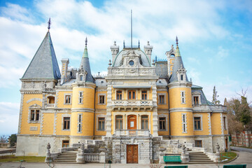 Massandra Palace Yellow Facade with Tower in Crimea Sunny Day © Екатерина Переславце