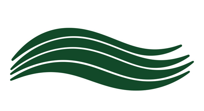 Abstract illustration of flowing green design elements on a white background without commas