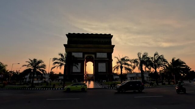 A timelapse of the cityscape in the late afternoon. A beautiful afternoon with a sunset view.
