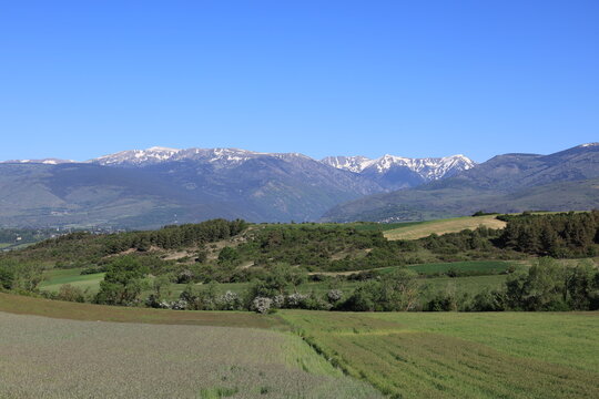 Beautiful scenery on the journey with the -Yellow Train-from Villefranche-de-Conflent and Latour-de-Carol, France 