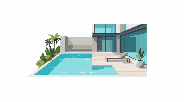 Modern house with pool and deck