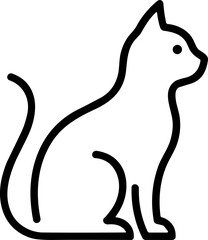 Simple line art icon of a sitting cat, minimalist design, outline illustration © Rdyg
