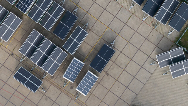 Solar Energy Generator Hybrid System aerial view.
