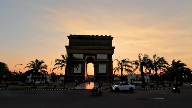 A timelapse of the cityscape in the late afternoon. A beautiful afternoon with a sunset view.