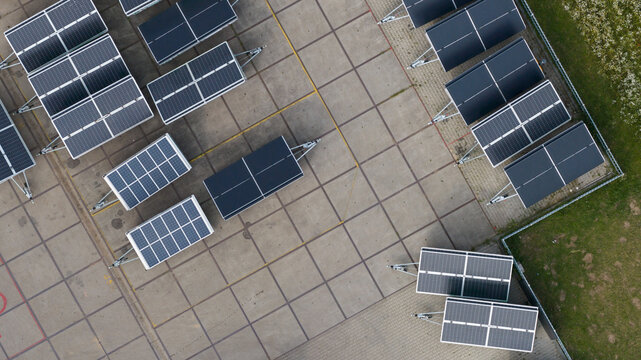 Solar Energy Generator Hybrid System aerial view.
