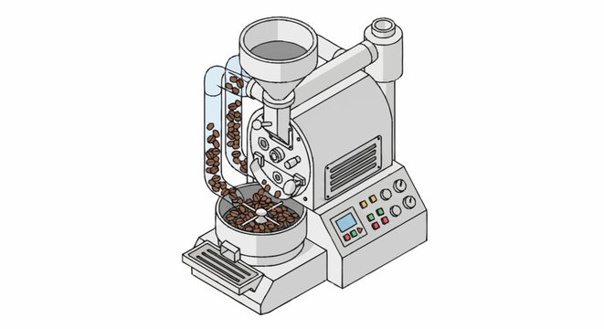 Modern laboratory coffee roaster machine for quality testing.