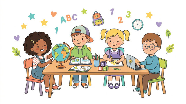 children in class room 