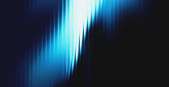 Bright Glowing Blue White Light Beams on Dark Vertical Ridged Surface Abstract Futuristic Technology Background