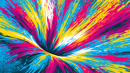 Obraz premium Retro comic book abstract paint splash with halftone motion and vibrant poster energy