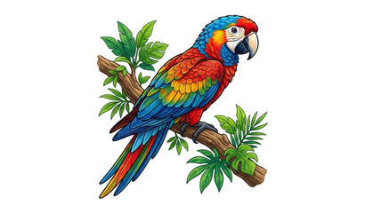 Obraz premium Colorful Tropical Parrot Vector Illustration