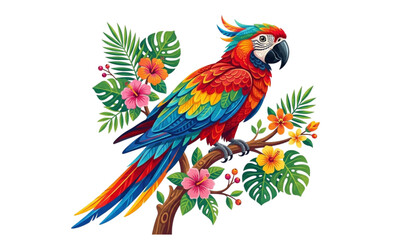 Obraz premium Bright Exotic Parrot Bird Vector Design