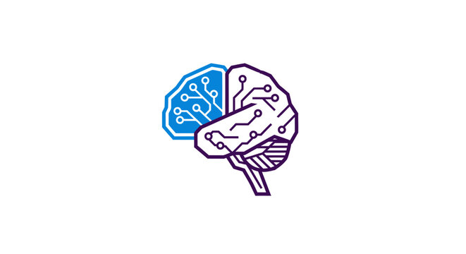 Conceptual representation of artificial intelligence merging with the human brain structure
