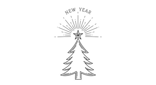 Intricate vintage botanical illustration of a stylized pine tree with detailed branches and roots
