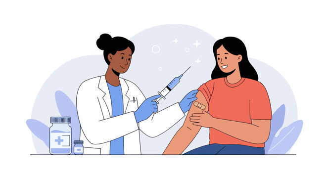 Nurse giving flu shot.
