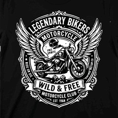Obraz premium Vintage Motorcycle Emblem with Spread Wings and Skull
