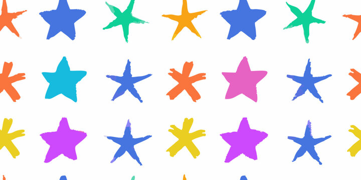 Colorful Brushstroke Star Pattern On White Background