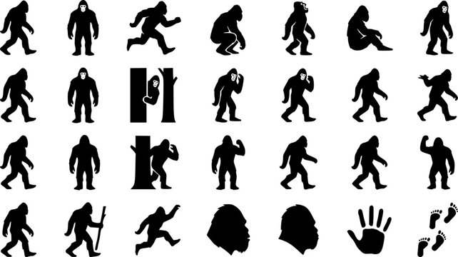 set of vector bigfoot silhouette
