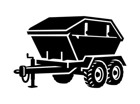 Skip bin trailer logo icon for waste management and recycling