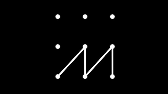 Security lock and unlock pattern icon animation. Lock to pattern icon showing a secure unlock motion animation. black background.