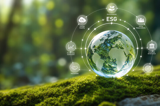 ESG globe environmental social governance sustainable investment climate stability green ecosystem