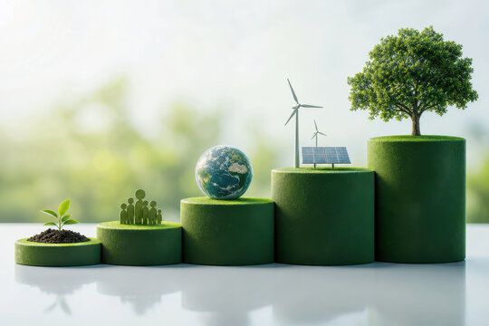 Sustainability green eco growth renewable energy globe tree