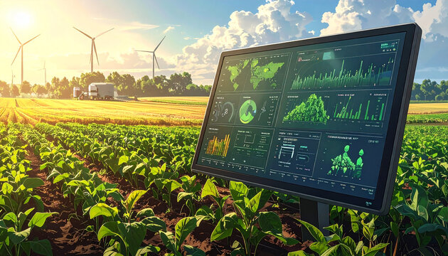 Smart Agriculture Monitoring Interface and Wind Turbines on Farm