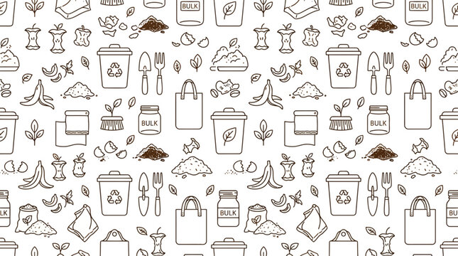 Composting Supplies Doodle Pattern