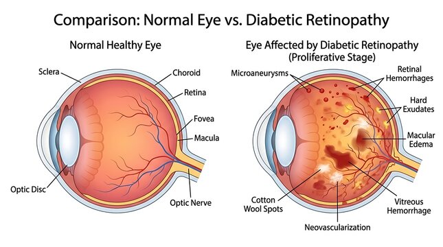Comparison of normal eye and diabetic retinopathy eye with diabetic