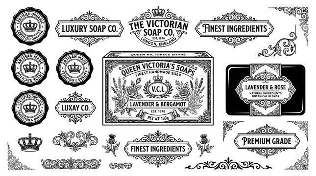 Vintage luxury soap label designs.